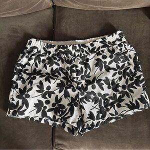 J. Crew Black and White Floral Athletic Shorts